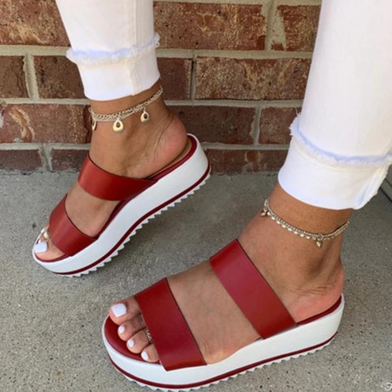 DORATASIA Concise Women Comfy Med Wedges Shoes 2020 Summer Beach Leisure Slippers Women Summer slip-on Platform Slides, Red
DORATASIA Concise Women Comfy Med Wedges Shoes 2020 Summer Beach Leisure Slippers Women Summer slip-on Platform Slides, Red