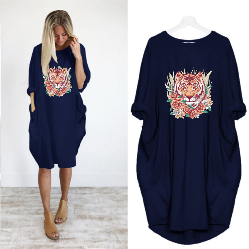 Women's Dress Summer and Autumn Trend New Animal Print Women's Long Sleeve Long T-shirt Fashion Large Size Loose Dress Wholesale Size S-5XL, Blue
Women's Dress Summer and Autumn Trend New Animal Print Women's Long Sleeve Long T-shirt Fashion Large Size Loose Dress Wholesale Size S-5XL, Blue