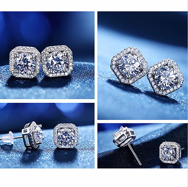 Stunning 2024 Sterg Sier Square Stud Earrings with White Topaz CZ