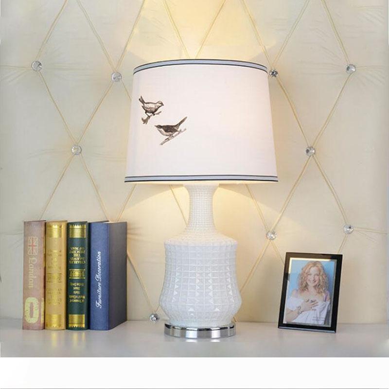 

Simple hand-sketched bird desk lamp bedroom study hotel room table light American country glass table lamp LR013