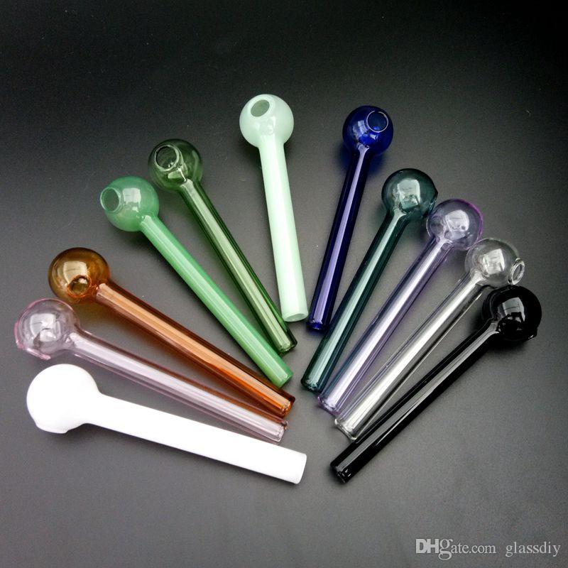 10 Color Mini Handcraft Pyrex Glass Oil Burner Hand Smoking Pipe Thick