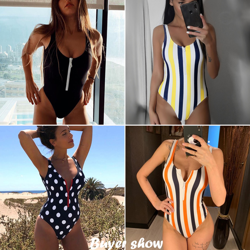 2020 Striped Swimwear One Piece Women Backless Monokini Swimsuit Sport Bodysuit Beach Bathing Suit Swim Red White MX200613