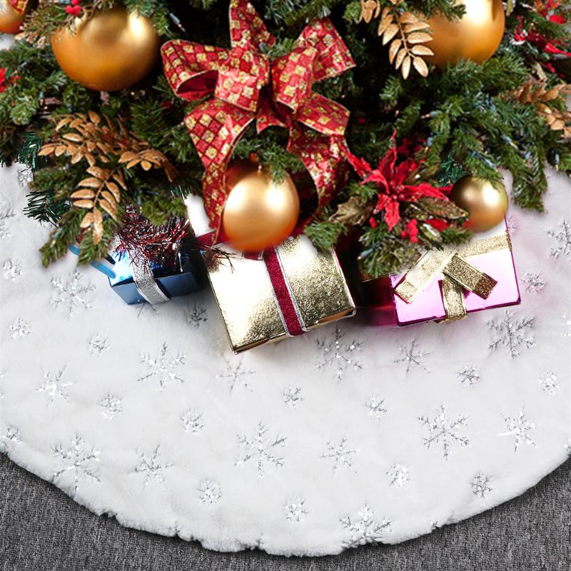 OHEART White Plush Christmas Tree Skirt carpet Faux Fur Embroidered Snowflake Sequin Xmas Tree Skirt Decorations New Year 122cm
OHEART White Plush Christmas Tree Skirt carpet Faux Fur Embroidered Snowflake Sequin Xmas Tree Skirt Decorations New Year 122cm