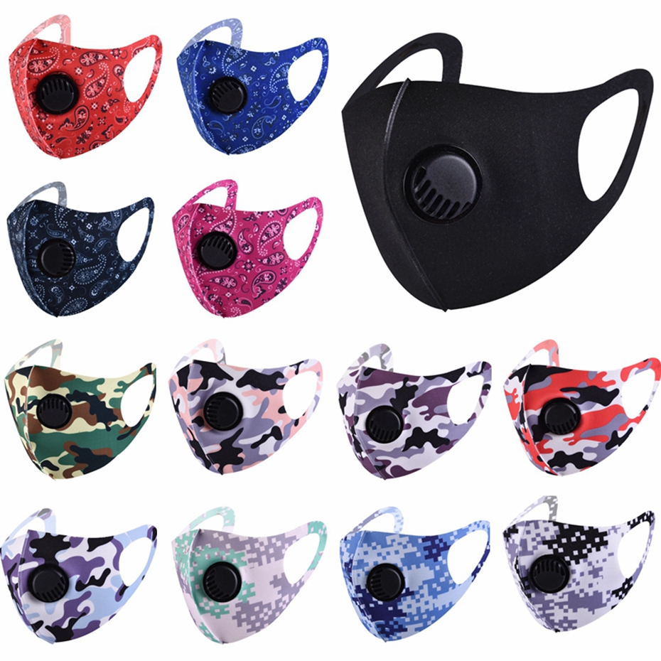 Ice Silk Face Mask with Valve Anti Dust Masks Washable Reusable Protective Face Mask Black Solid Camo Printed Masks HHA1482
Ice Silk Face Mask with Valve Anti Dust Masks Washable Reusable Protective Face Mask Black Solid Camo Printed Masks HHA1482