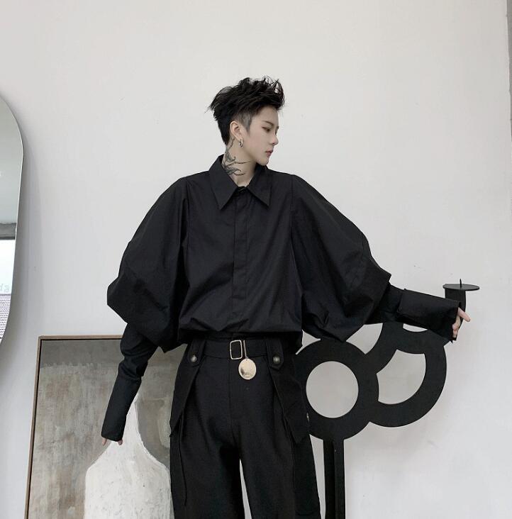 Puff sleeve shirt men long sleeve shirt teenage korean fashion punk Cardigan shirt mens personality black D216, White
Puff sleeve shirt men long sleeve shirt teenage korean fashion punk Cardigan shirt mens personality black D216, White