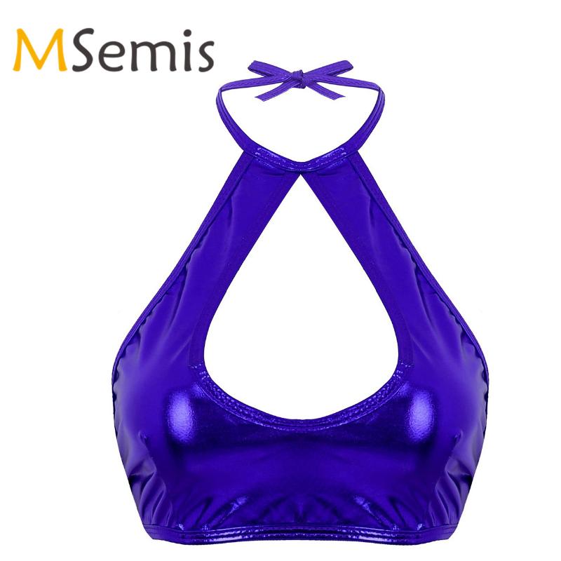Women's Swimsuit Top Mesh Crop Top Shiny Metallic Leather Swim Tank Tops Sleeveless Halter Neck Cut Out Strappy Crop Tops Vest
Women's Swimsuit Top Mesh Crop Top Shiny Metallic Leather Swim Tank Tops Sleeveless Halter Neck Cut Out Strappy Crop Tops Vest
