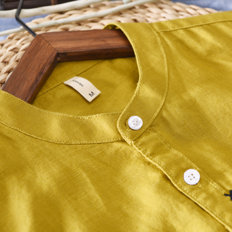Cotton en Shirt Men Solid Short Sleeve Casual Slim Button Down Quality Mandarin Men's Dress Shirts Camisa Mascua