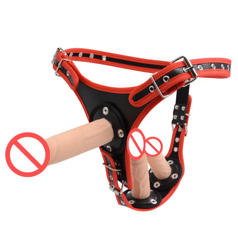 Penis pants with 3 dildo Chastity pant Bondage Strap on Dildos Chastity belt sex toy for woman man J1751