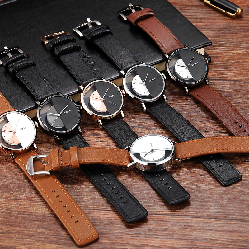 Unique Watch Transparent Dial Unisex Watches For Men Women Couple Fashion Simple Leather Man Wristwatch Male Female Quartz Reloj CX200720