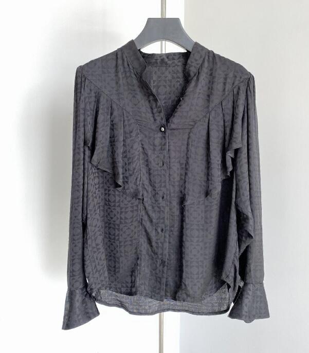 2020 Summer New Geo Black Beige Woman Blouse Jacquard Viscose Ruffled Back Front Buttons Long Sleeves Cuffs Fashion Tops Blouse
2020 Summer New Geo Black Beige Woman Blouse Jacquard Viscose Ruffled Back Front Buttons Long Sleeves Cuffs Fashion Tops Blouse
