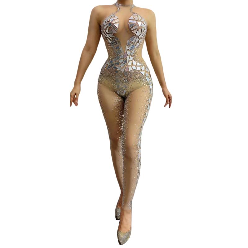 Women Dancer Singer Show Stage Costume Summer Silver Rhinestones Birthday Prom Jumpsuits Mirrors Transparent Sleeveless Jumpsuit
Women Dancer Singer Show Stage Costume Summer Silver Rhinestones Birthday Prom Jumpsuits Mirrors Transparent Sleeveless Jumpsuit