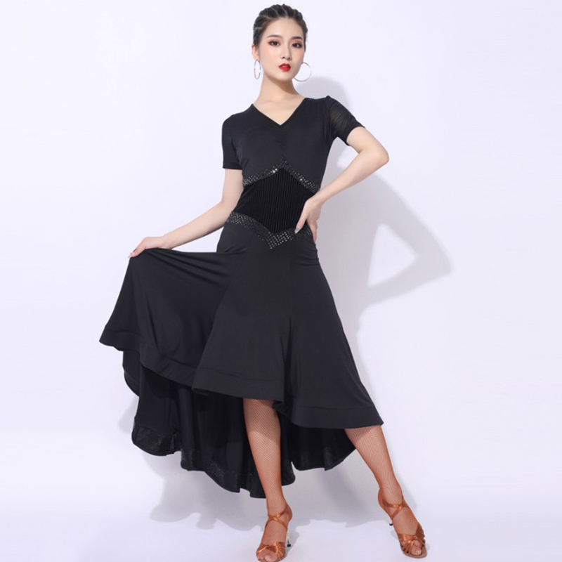 Modern dance dress new national standard dance costumes sexy women ballroom dress big swing waltz dancing, Black
Modern dance dress new national standard dance costumes sexy women ballroom dress big swing waltz dancing, Black