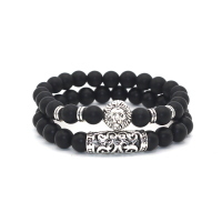 6mm 8mm Obsidian Dragon Phoenix Pattern Stone Beaded Bracelet Lovers Transfer Luck Bracelet & Bangle Jewelry Gift CX200724