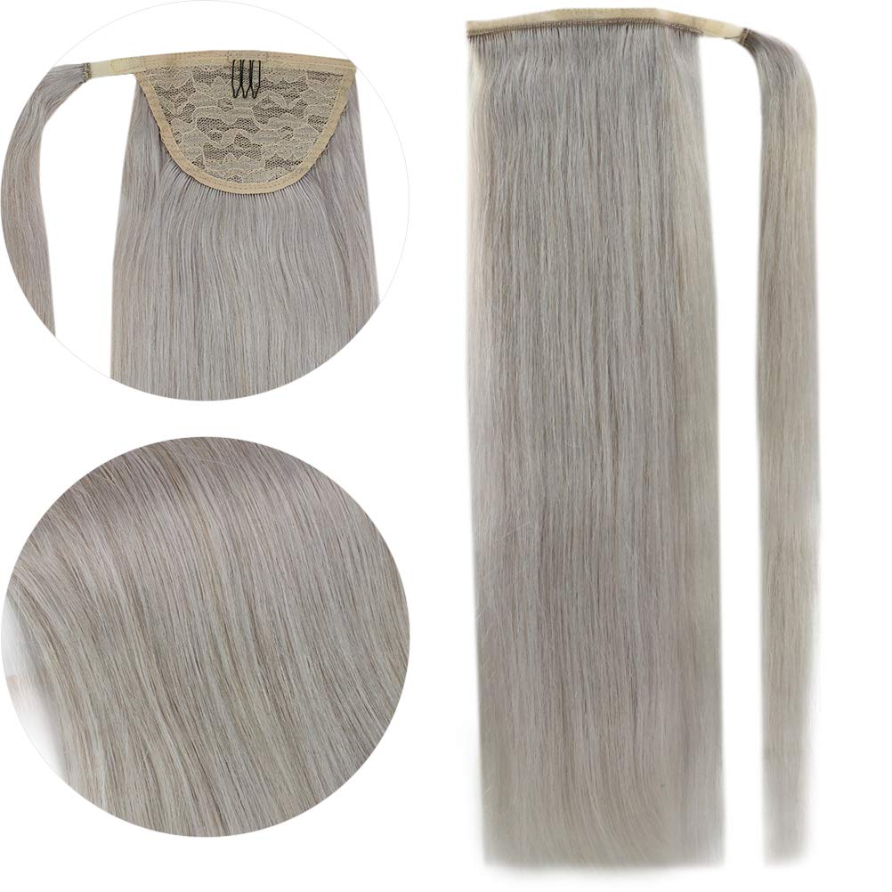 Ponytail Hair Extension Strands Crochet Real Human Hai Handmade Dreadlocks Crochet Hair Extensions Silver Grey Hair Ponytails Natural
