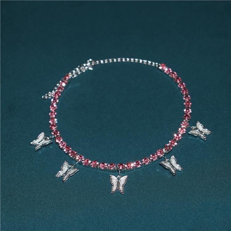 Butterfly Anklet Hip Hop Jewelry for Women High Quality Bling Bling Iced Out Chain Fashion Charm Adjustable Anklet Party Gifts