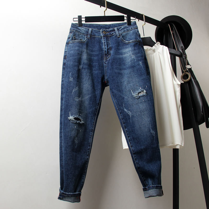 Vintage Boyfriend Jeans For Women High Waist Loose Ripped Jeans Femme Denim Harem Pants Streetwear Plus Size Mom Jeans 4XL Q1413 T200521