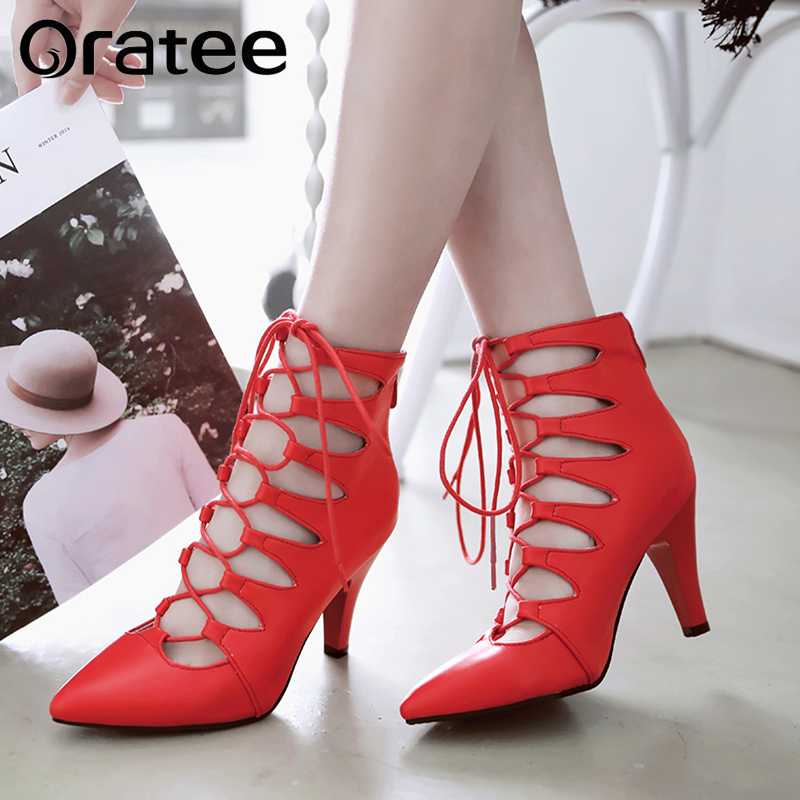 Summer Women Sandals Pointed Toe lace up Gladiator hollow Woman Shoes Ankle Strap Pumps High Heels Party Rome Boots Plus Size, Red
Summer Women Sandals Pointed Toe lace up Gladiator hollow Woman Shoes Ankle Strap Pumps High Heels Party Rome Boots Plus Size, Red