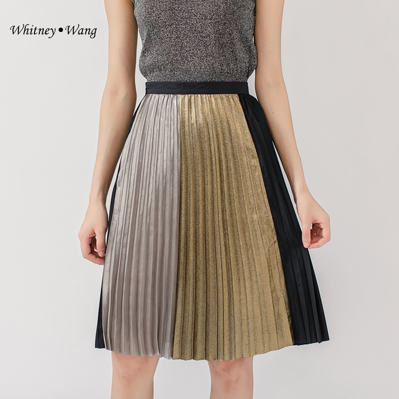 WHITNEY WANG 2020 Autumn Fashion Streetwear Colors Contrast Patchwork Metallic Pleated Skirt Women Office Lady Skirts, Gold
WHITNEY WANG 2020 Autumn Fashion Streetwear Colors Contrast Patchwork Metallic Pleated Skirt Women Office Lady Skirts, Gold