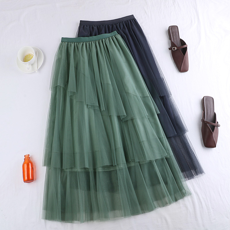 Womens Midi Pleated Cake Skirt Solid Color Casual Tulle Skirts Spring Summer Korean Elastic High Waist Mesh Skirt Female, Green
Womens Midi Pleated Cake Skirt Solid Color Casual Tulle Skirts Spring Summer Korean Elastic High Waist Mesh Skirt Female, Green