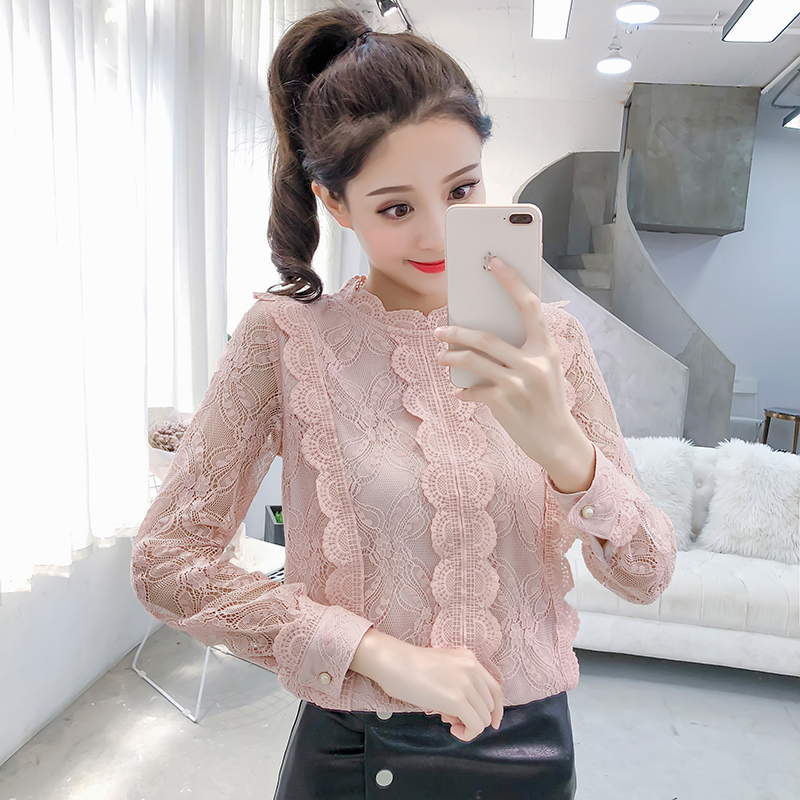 Lace Top Women' Long-sleeved Solid Shirts Korean Fashion Office Lady Blouses Hollow Out Business Female Spring Shirt and Blouse, Beige
Lace Top Women' Long-sleeved Solid Shirts Korean Fashion Office Lady Blouses Hollow Out Business Female Spring Shirt and Blouse, Beige