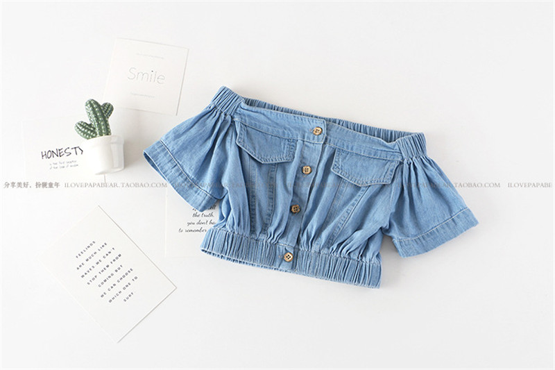 Toddler Baby Girls Kids Summer Clothes Fashion High Waist Tops Dress 2pcs Denim Suit Princess Party Outfit Sets
