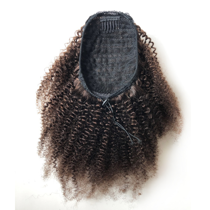 Curly Brazilian Human Hair Wrap Around Ponytail Clip In Ponytail Human Hair Extensions Remy Curly Hair For Black Women