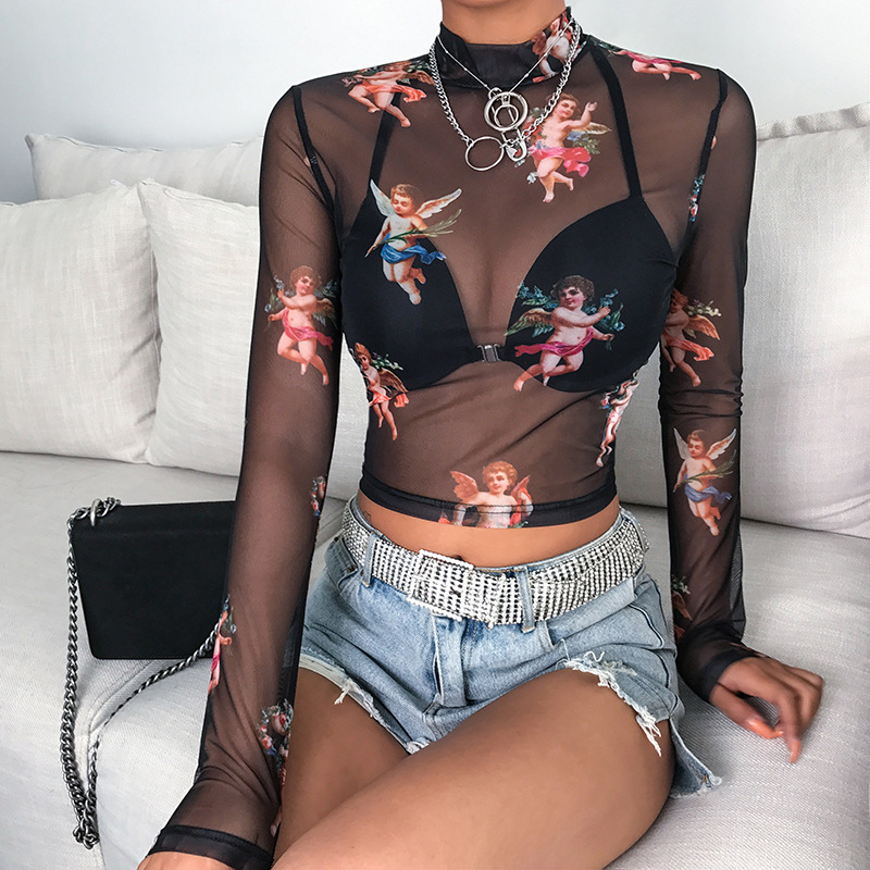 Sexy Mesh Cute Crop Top Slim Tshirt Long Sleeve Angel Print Cute Graphic Tees Women Sexy Transparent Summer Tops Tees 2020, Style1
Sexy Mesh Cute Crop Top Slim Tshirt Long Sleeve Angel Print Cute Graphic Tees Women Sexy Transparent Summer Tops Tees 2020, Style1