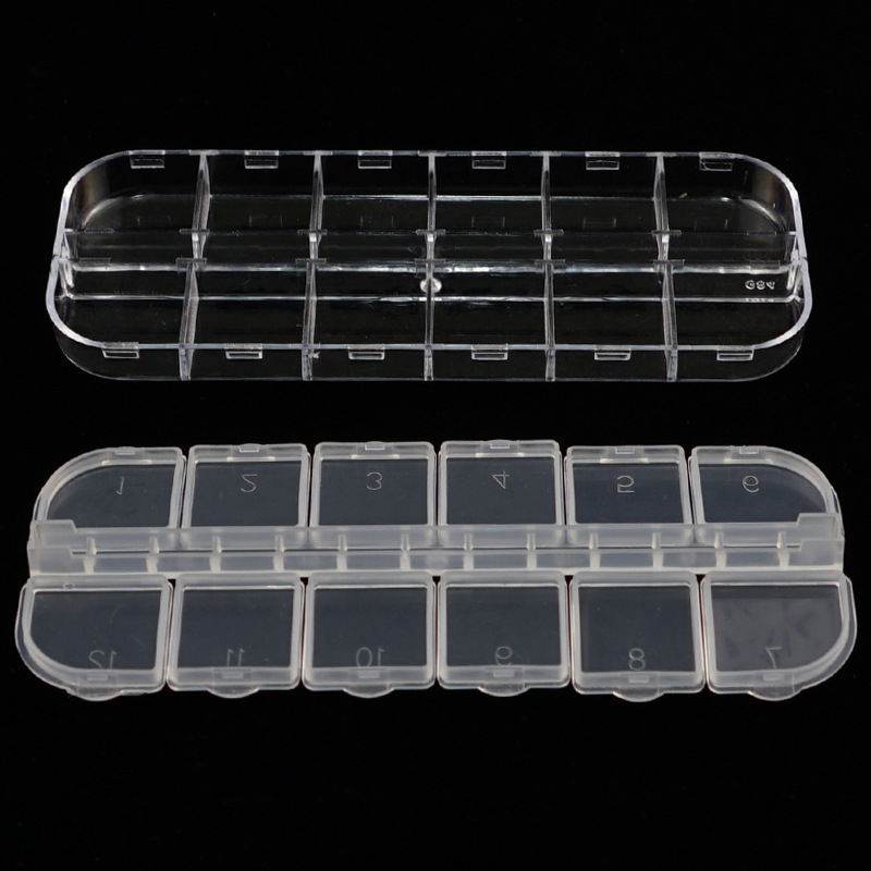 Nail Art Storage Box 12 Grids Compartment Plastic Sequins Cajas Vacias De Diamantes Organizer Jewelry Mini Diamond Empty Boxes