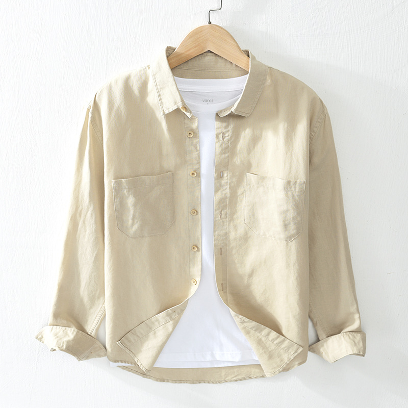 Men Autumn Long Sleeve Solid Color Shirt Double Pockets Japan Style Harajuku Simple Casual Soft Slim Fit Male Cotton Linen Tops, White
Men Autumn Long Sleeve Solid Color Shirt Double Pockets Japan Style Harajuku Simple Casual Soft Slim Fit Male Cotton Linen Tops, White