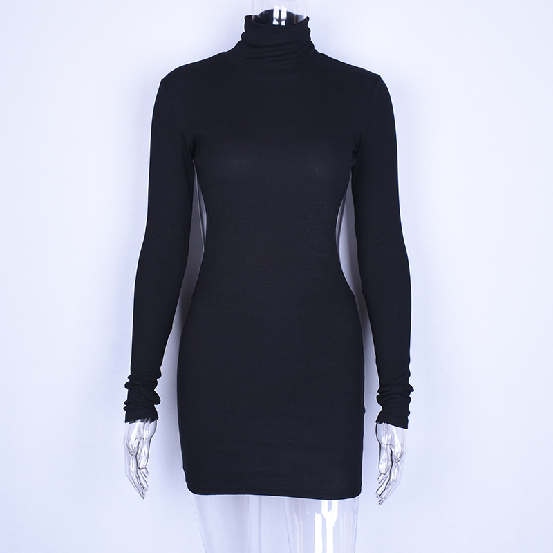 Hugcitar long sleeve high neck backless sexy mini 2019 summer autumn women new fashion white bodycon club dress T200319
