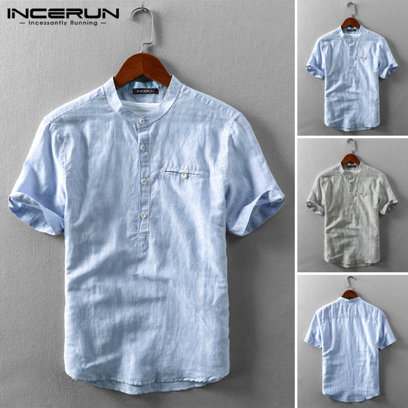 Summer Shirt Striped Men Short Sleeve Stand Collar 2020 Streetwear High Quality Camisas Harajuku Casual Brand Shirts INCERUN 5XL, Black shirt
Summer Shirt Striped Men Short Sleeve Stand Collar 2020 Streetwear High Quality Camisas Harajuku Casual Brand Shirts INCERUN 5XL, Black shirt
