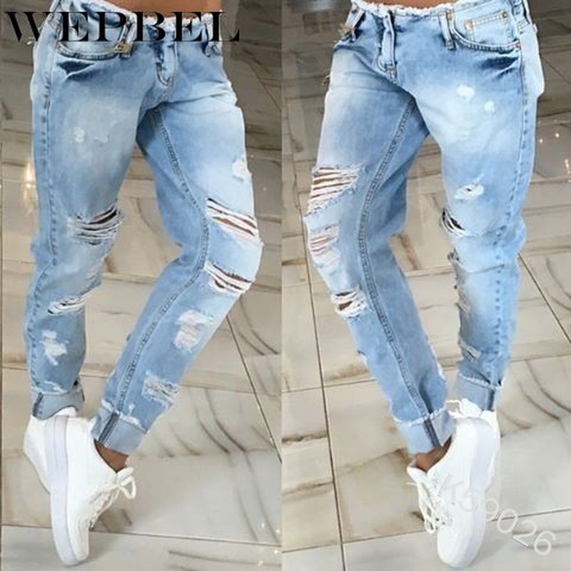 WEPBEL Pants Cotton Hole Pencil Feet Jeans Plus Size Women Stretch Distressed Ripped Blue Skinny Denim Jeans
WEPBEL Pants Cotton Hole Pencil Feet Jeans Plus Size Women Stretch Distressed Ripped Blue Skinny Denim Jeans