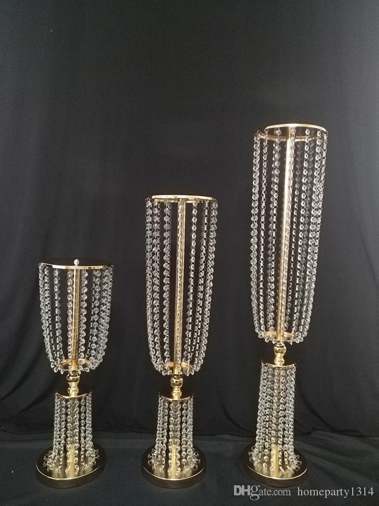 Luxury Tall Acrylic Crystal Wedding Road Lead Props Wedding Table Centerpieces Event Party Decor Wedding Aisle Walkway Flower Vase