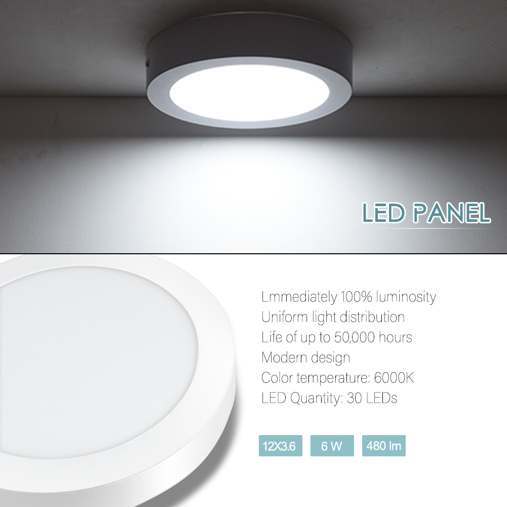 Round 6W LED Pannel Light Cool White LED Lighting Fixture for Office School Hotel and Home Decoration