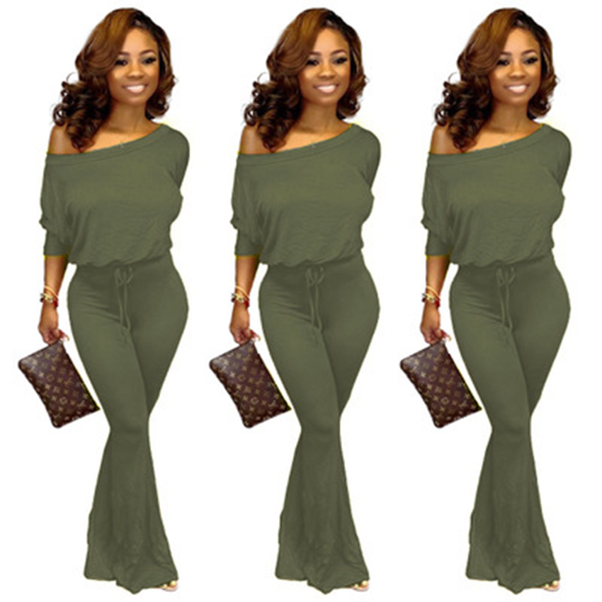 jumpsuit Spot 2023 European spring and summer fashion casual solid color bat sleeve jumpsuit support mixed batch