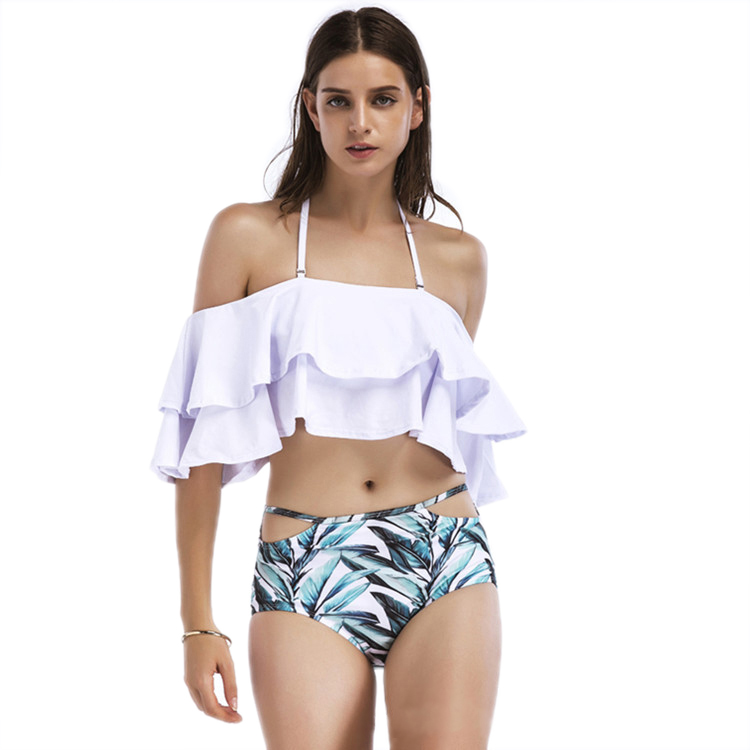 Bottomless Sea Lotus Leaf Bikini Set White Halter Ruffle Trim Bikini Top And High Waist Bottom Swimwear
Bottomless Sea Lotus Leaf Bikini Set White Halter Ruffle Trim Bikini Top And High Waist Bottom Swimwear