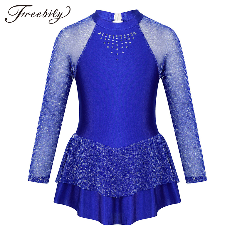 Kids Girls Shiny Long Sleeves Rhinestone Figure Ice Skating Dress Ballroom Children Gymnastics Leotard Ballet Dance Costume, Black 
Kids Girls Shiny Long Sleeves Rhinestone Figure Ice Skating Dress Ballroom Children Gymnastics Leotard Ballet Dance Costume, Black