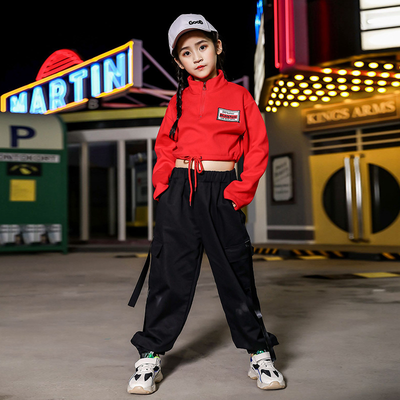Kid Hip Hop Zip Up Sweatshirt Crop Top Long Sleeve Shirt Tactical Cargo Pants Clothing for Girls Jazz Dance Costume Clothes Wear, Red black set
Kid Hip Hop Zip Up Sweatshirt Crop Top Long Sleeve Shirt Tactical Cargo Pants Clothing for Girls Jazz Dance Costume Clothes Wear, Red black set