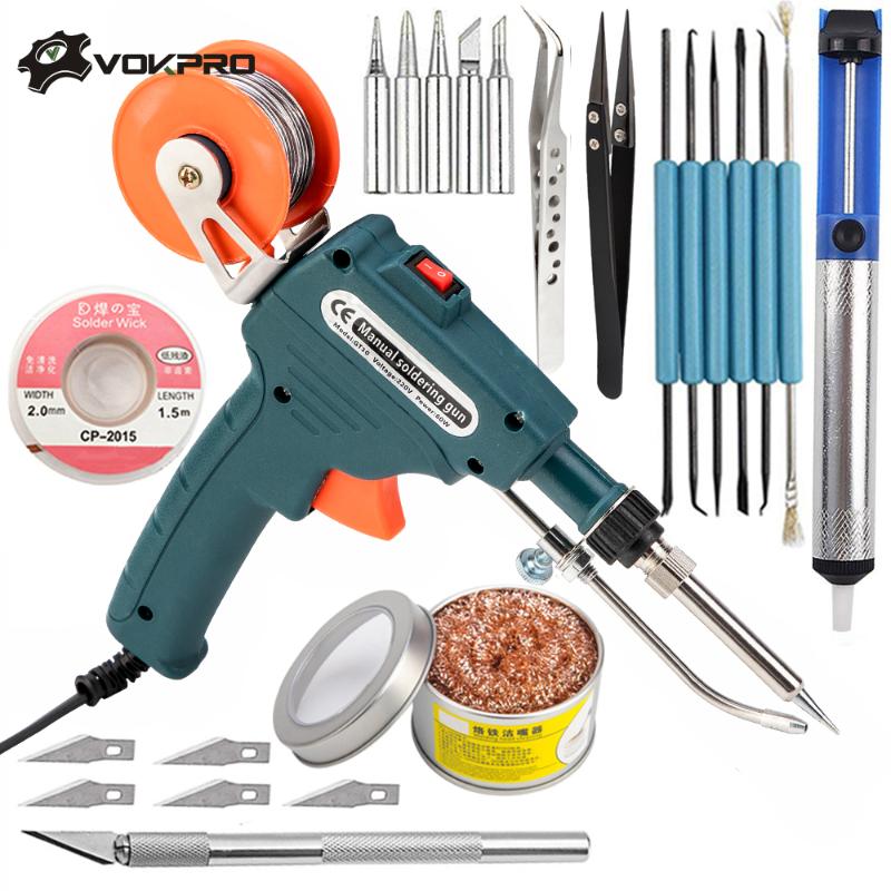 60W US/EU Plug 110V/220V Hand-held Internal Heating Soldering Iron Automatically Send Tin Gun Soldering Welding Repair Tool
60W US/EU Plug 110V/220V Hand-held Internal Heating Soldering Iron Automatically Send Tin Gun Soldering Welding Repair Tool