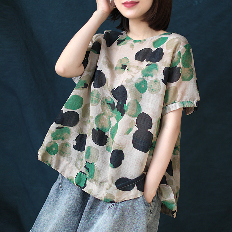 Johnature 2020 Summer New Retro Polka Dot O-neck Short Sleeve All-match T-shirt Cotton Linen Comfortable Women Tops T-shirts, Green
Johnature 2020 Summer New Retro Polka Dot O-neck Short Sleeve All-match T-shirt Cotton Linen Comfortable Women Tops T-shirts, Green
