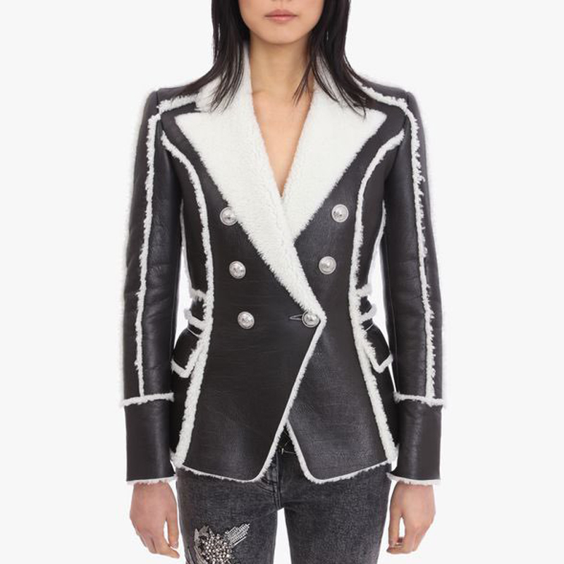 HIGH QUALITY 2020 Newest Winter Designer Coat Women' Classic Lion Buttons Fur Lining Synthetic Leather Blazer Jacket, As pic
HIGH QUALITY 2020 Newest Winter Designer Coat Women' Classic Lion Buttons Fur Lining Synthetic Leather Blazer Jacket, As pic