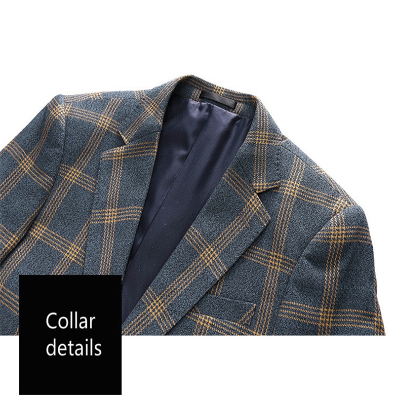 plus size m5xl handsome 3piece grey men suits fit slim plaid wedding cotton blend party formal groom wear business suit for best man