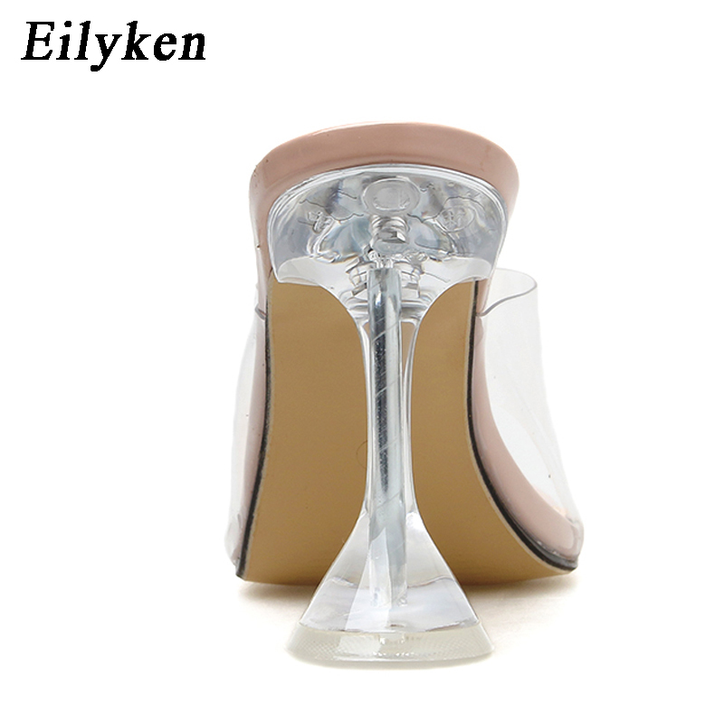 Eilyken Orange Silver PVC Jelly Open Toe High Heels Women Transparent Perspex Slippers Shoes Heel Clear Sandals Size 42 CX200715