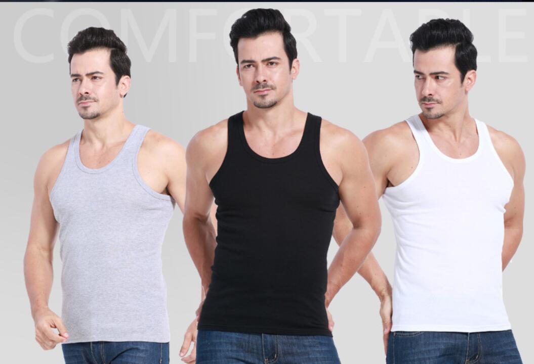 Wholesale- Muscle Men Top Quality 100 Cotton A Shirt Wife Beater Rib