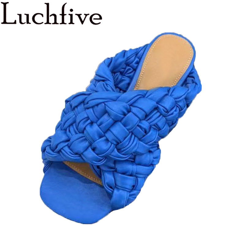 Summer Outdoors Slippers for Women Purple Blue Black White Square Open Toe Mules Hot sale Cross Woven Leather flat Shoes woman
Summer Outdoors Slippers for Women Purple Blue Black White Square Open Toe Mules Hot sale Cross Woven Leather flat Shoes woman