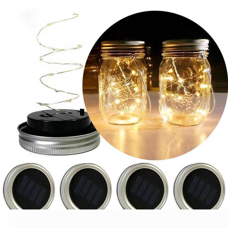 Solar led outdoor lighting 1M 10 LED 2M 20 Powered For Mason Jar Lid Insert Color Changing Garden Waterproof Christmas Decorations Garland