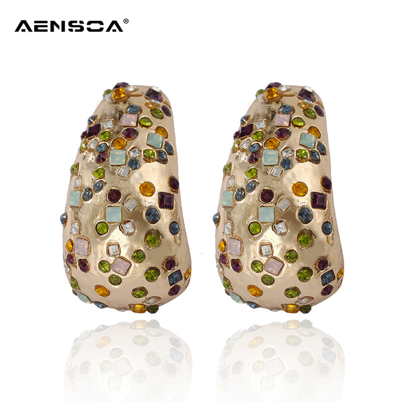 AENSOA Vintage Big Stud Earrings Statement Jewelry Colorful Crystal Gold Color Metal Earrings For Women Wedding Jewelry Gifts
AENSOA Vintage Big Stud Earrings Statement Jewelry Colorful Crystal Gold Color Metal Earrings For Women Wedding Jewelry Gifts