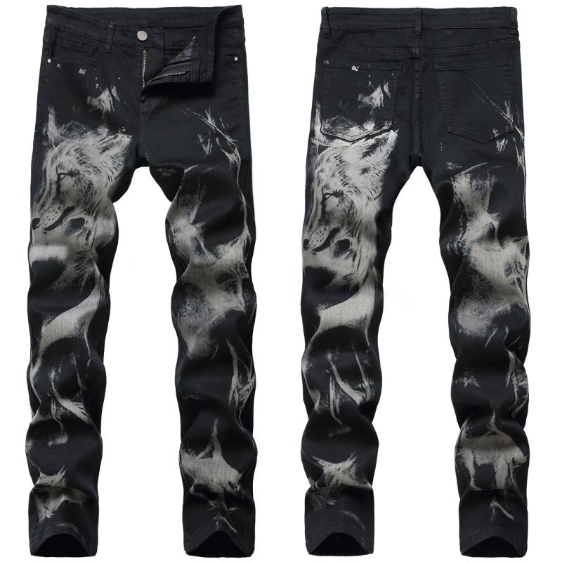 2020 New Style Printed Men Casual Jeans Fashion Brand Mens Jeans Figure Wolf Printed Denim Pants Men's Pencil Pants Male Black
2020 New Style Printed Men Casual Jeans Fashion Brand Mens Jeans Figure Wolf Printed Denim Pants Men's Pencil Pants Male Black