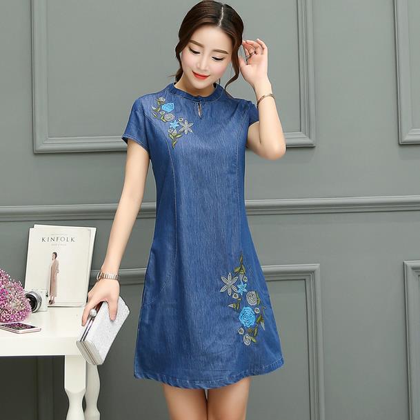 summer Women' Denim Short Sleeve Dress 2020 Fashion Slim Elegant Embroidery Dress Jeans Women' clothing AE546, Blue
summer Women' Denim Short Sleeve Dress 2020 Fashion Slim Elegant Embroidery Dress Jeans Women' clothing AE546, Blue