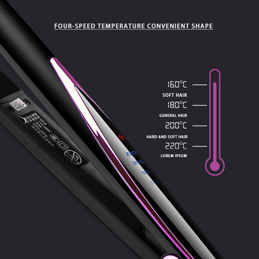 Hair Straughtener Fast Warm-up Flat Iron Negative Ion Ceramic Tourmaline Ionic Hair Straighten Curling iron Corrugation CX200721